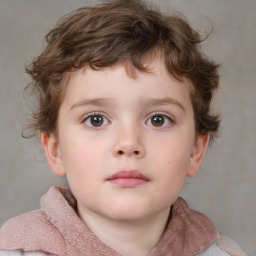 Neutral white child male with short  brown hair and brown eyes