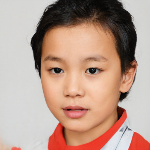 Neutral white child female with short  brown hair and brown eyes