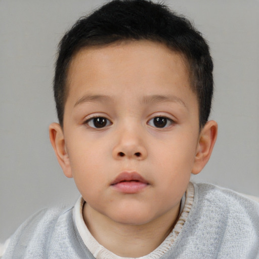 Neutral white child male with short  brown hair and brown eyes