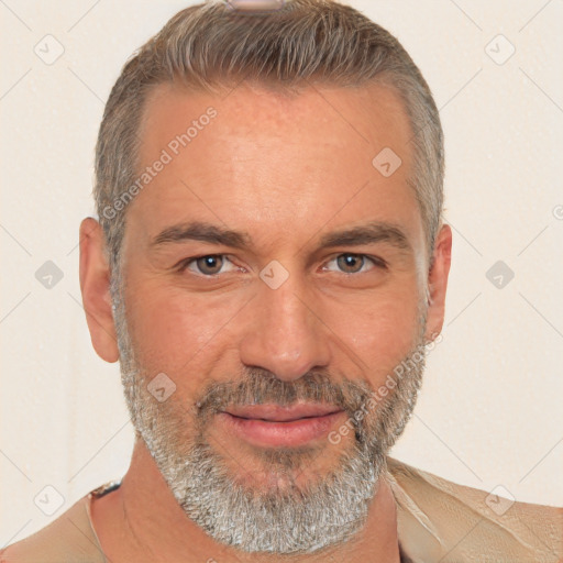 Neutral white adult male with short  brown hair and brown eyes