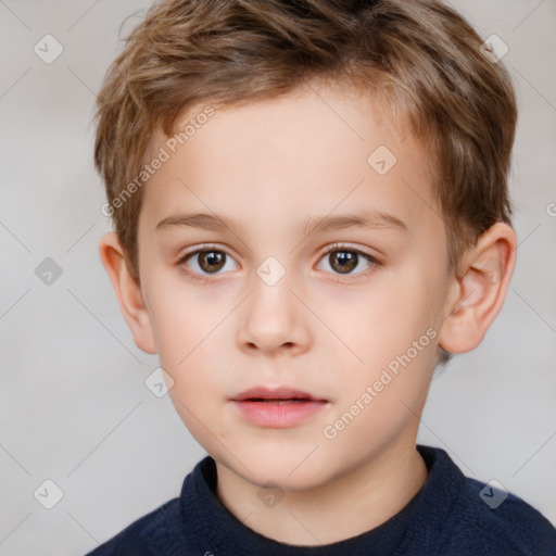 Neutral white child male with short  brown hair and brown eyes