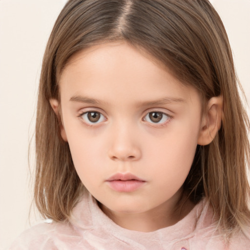 Neutral white child female with medium  brown hair and brown eyes