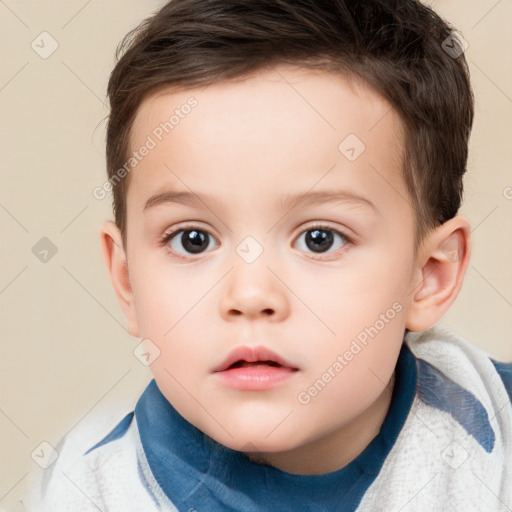 Neutral white child female with short  brown hair and brown eyes