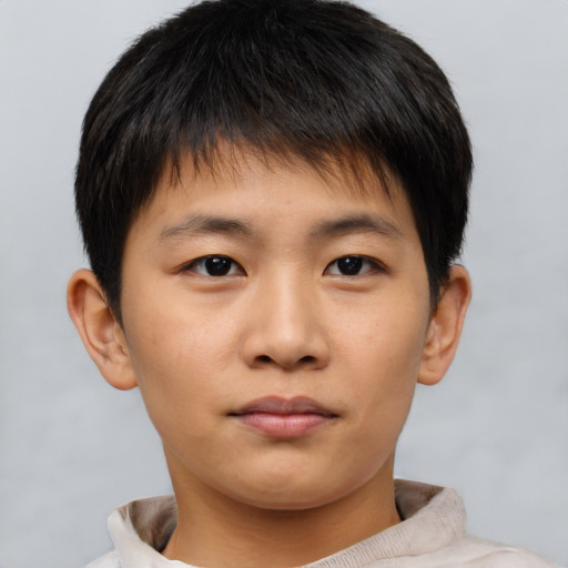 Neutral asian young-adult male with short  brown hair and brown eyes