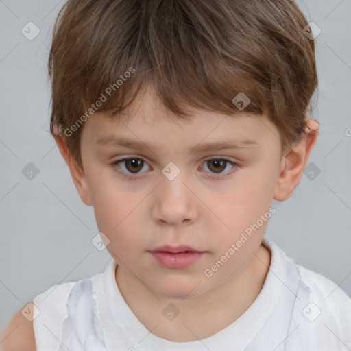 Neutral white child male with short  brown hair and brown eyes