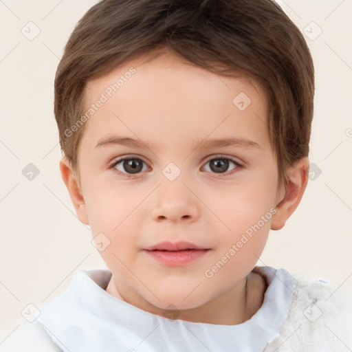 Neutral white child male with short  brown hair and brown eyes