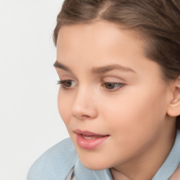 Neutral white child female with short  brown hair and brown eyes