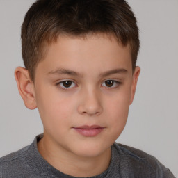 Neutral white child male with short  brown hair and brown eyes