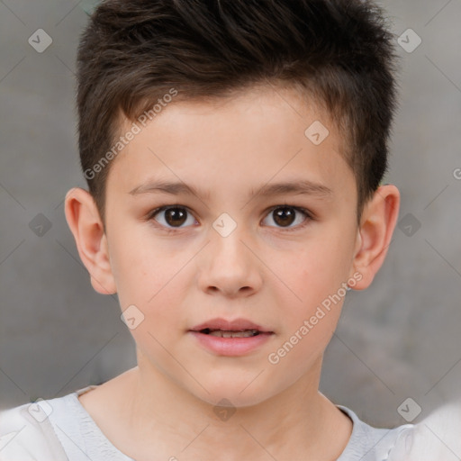 Neutral white child male with short  brown hair and brown eyes