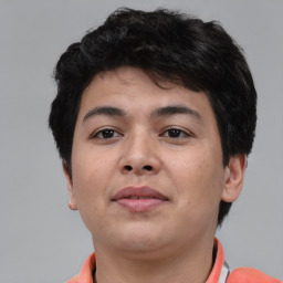 Neutral asian young-adult male with short  brown hair and brown eyes