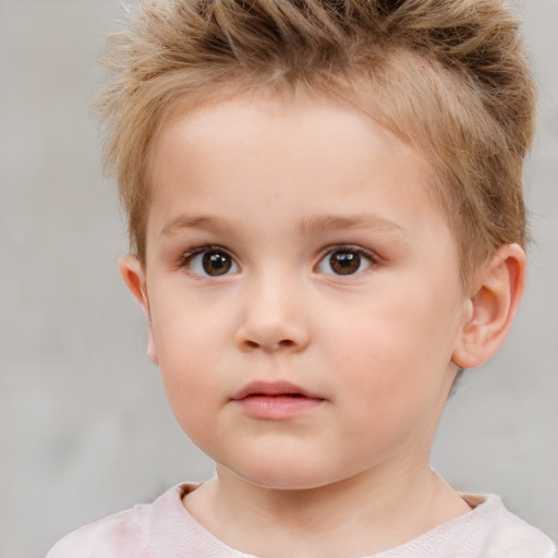 Neutral white child male with short  brown hair and brown eyes