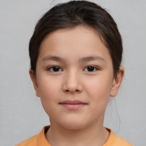 Neutral white young-adult female with short  brown hair and brown eyes
