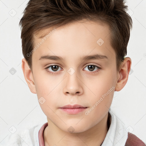 Neutral white child male with short  brown hair and brown eyes