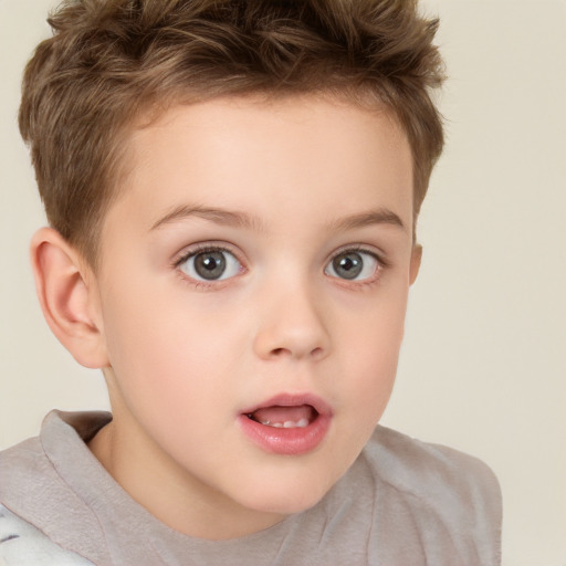 Neutral white child female with short  brown hair and brown eyes