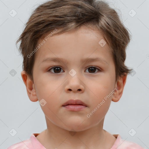 Neutral white child male with short  brown hair and brown eyes