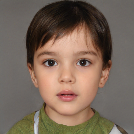 Neutral white child male with short  brown hair and brown eyes