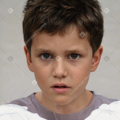 Neutral white child male with short  brown hair and brown eyes