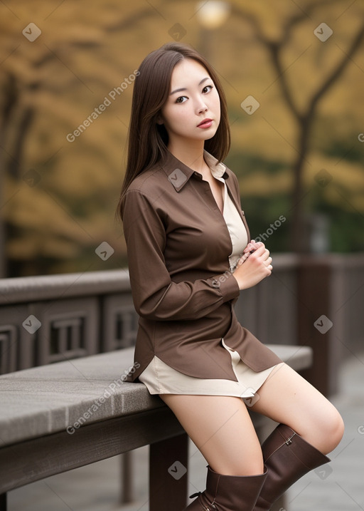 Chinese adult female with  brown hair