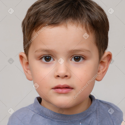 Neutral white child male with short  brown hair and brown eyes