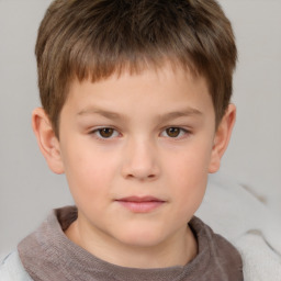 Neutral white child male with short  brown hair and brown eyes