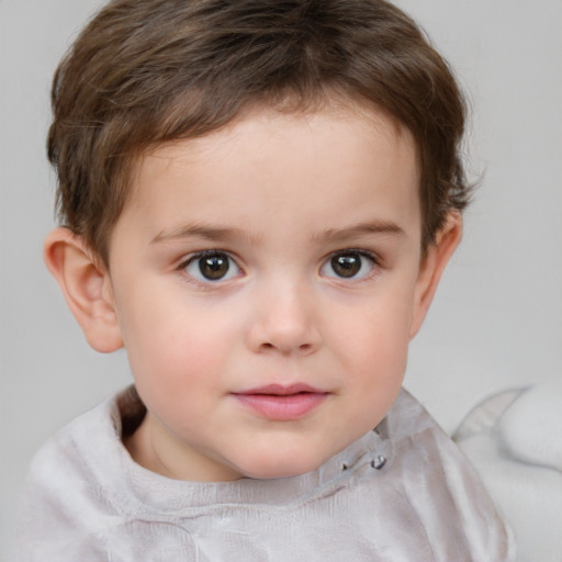 Neutral white child female with short  brown hair and brown eyes