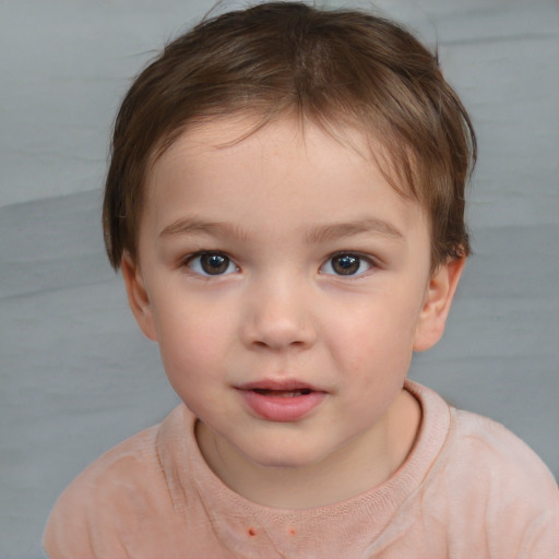 Neutral white child male with short  brown hair and brown eyes