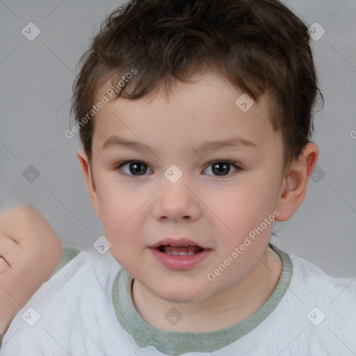 Neutral white child male with short  brown hair and brown eyes