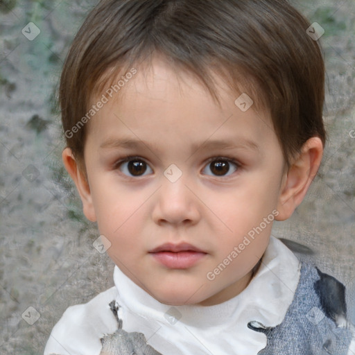 Neutral white child female with short  brown hair and brown eyes