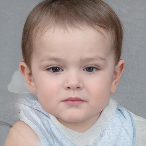 Neutral white child female with short  brown hair and brown eyes