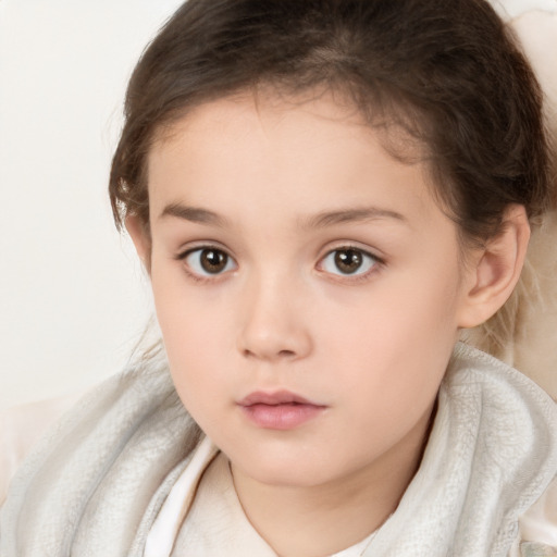 Neutral white child female with medium  brown hair and brown eyes