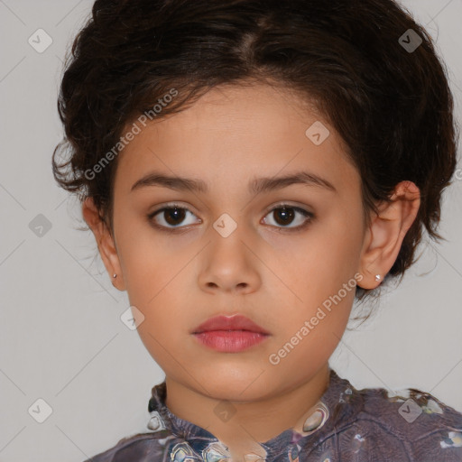 Neutral white child female with medium  brown hair and brown eyes