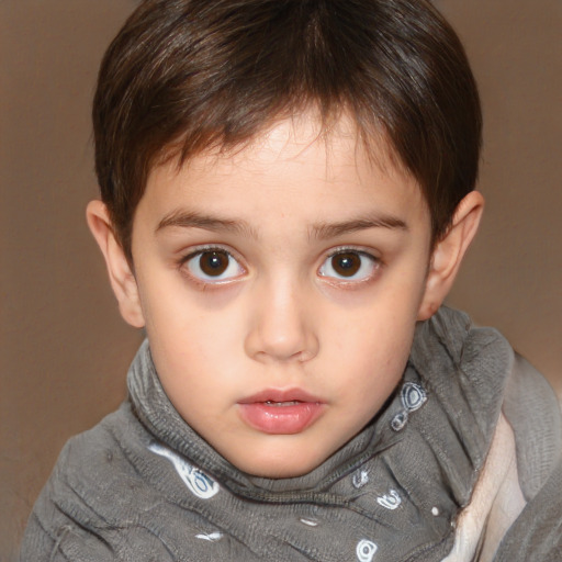 Neutral white child male with short  brown hair and brown eyes