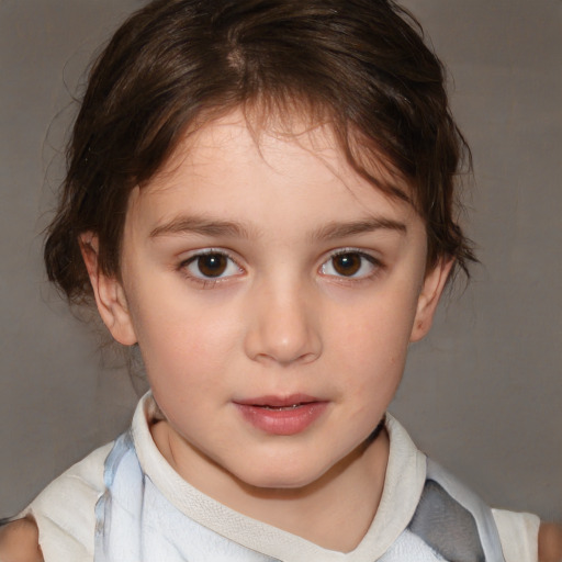 Neutral white child female with medium  brown hair and brown eyes