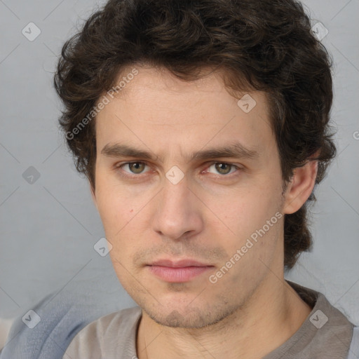 Neutral white adult male with short  brown hair and brown eyes