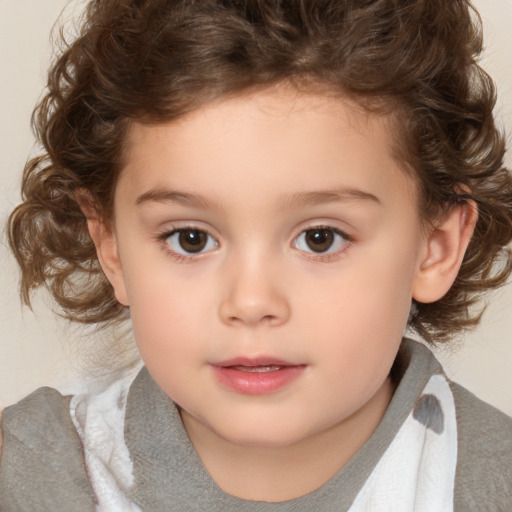 Neutral white child female with medium  brown hair and brown eyes