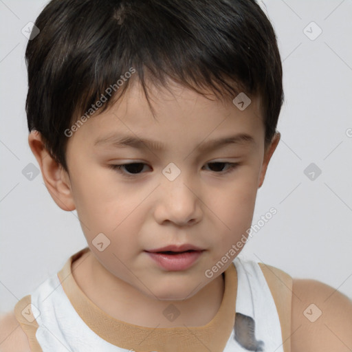 Neutral white child male with short  brown hair and brown eyes