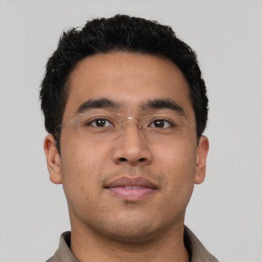 Neutral asian young-adult male with short  brown hair and brown eyes