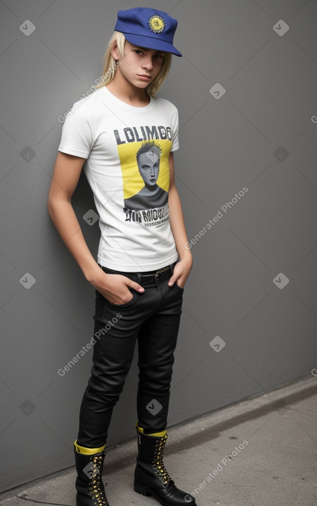 Colombian teenager boy with  blonde hair