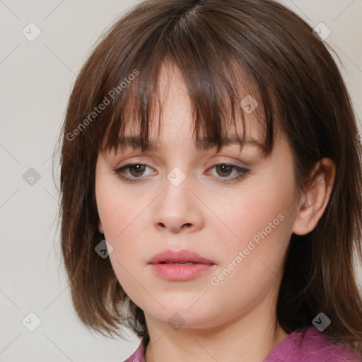 Neutral white child female with medium  brown hair and brown eyes