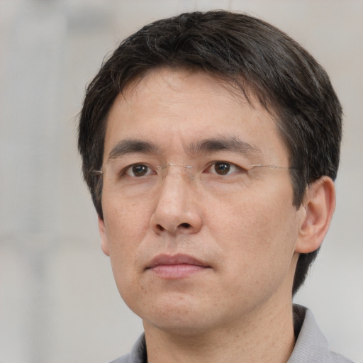 Neutral white adult male with short  brown hair and brown eyes