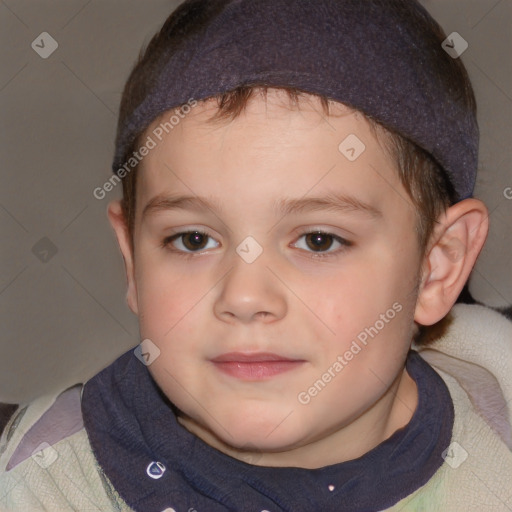 Neutral white child male with short  brown hair and brown eyes