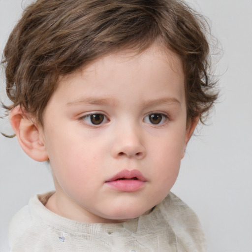 Neutral white child female with short  brown hair and brown eyes