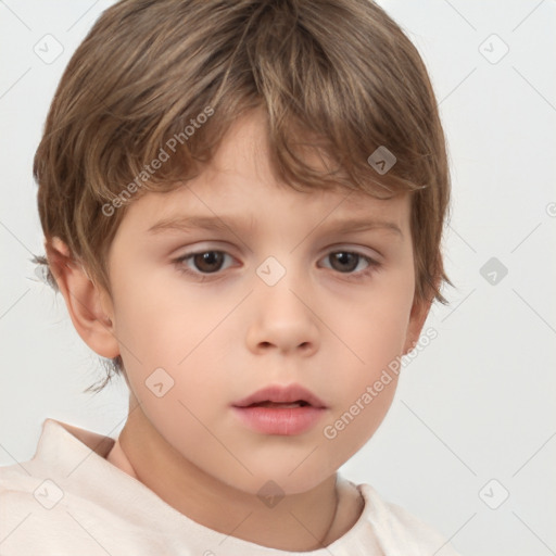 Neutral white child male with short  brown hair and brown eyes