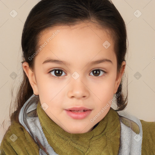 Neutral white child female with short  brown hair and brown eyes