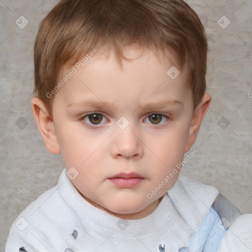 Neutral white child male with short  brown hair and brown eyes