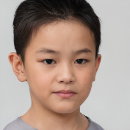 Neutral white child male with short  brown hair and brown eyes