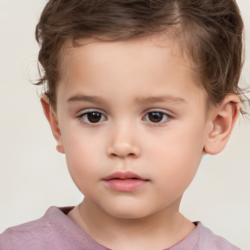 Neutral white child male with short  brown hair and brown eyes