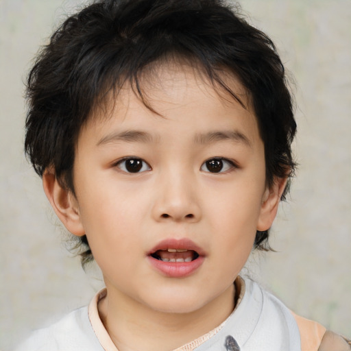 Neutral asian child female with medium  brown hair and brown eyes
