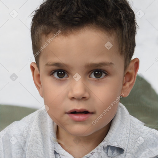 Neutral white child male with short  brown hair and brown eyes