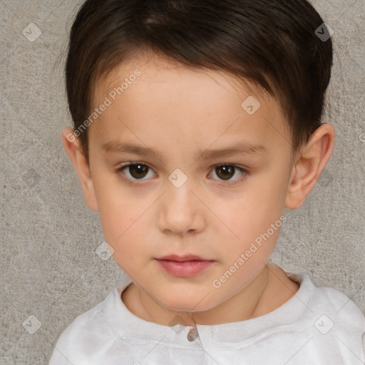 Neutral white child female with short  brown hair and brown eyes